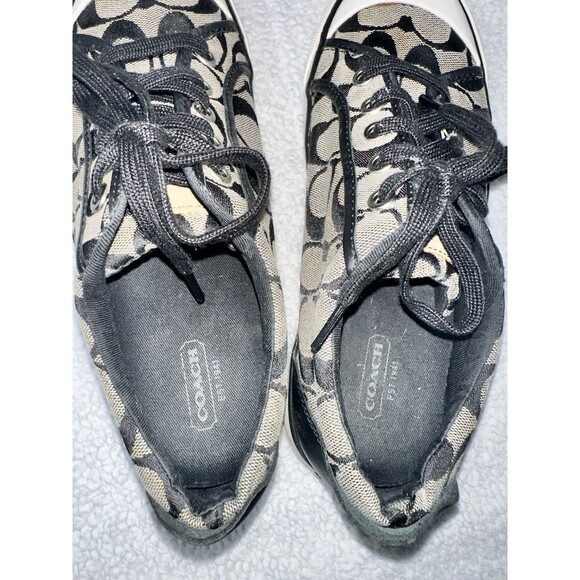 Coach Barrett Signature Logo Women's Sneakers Size 8.5b Black Gray Low Top - Picture 5 of 9